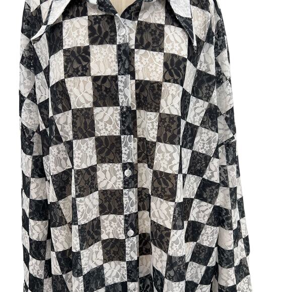 Dressed in Lala New Romantics Oversized Lace Dress Black White Size Large XL - Picture 4 of 13